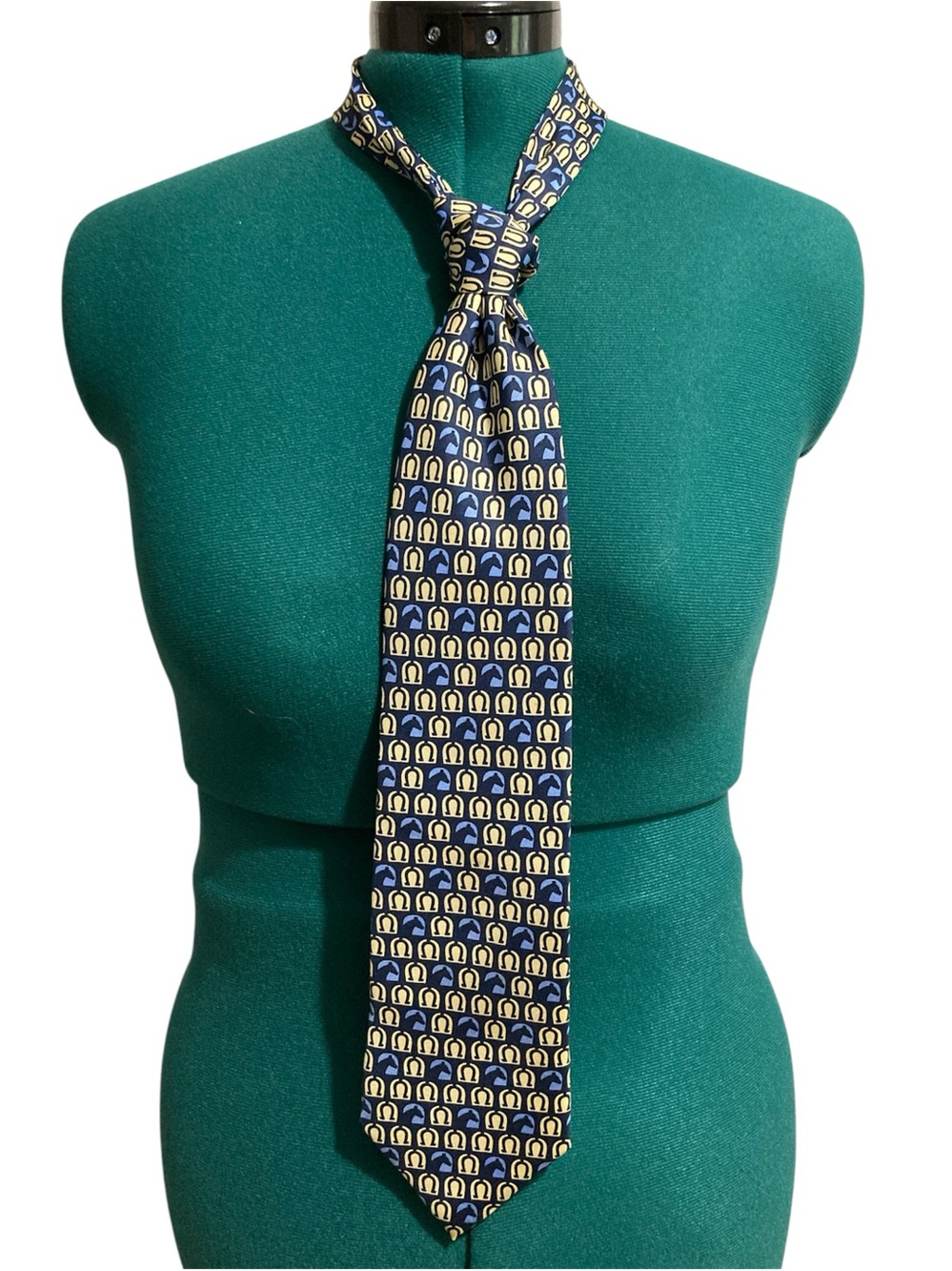 Longchamp Horse Equestrian Print 100% Silk Neck Tie